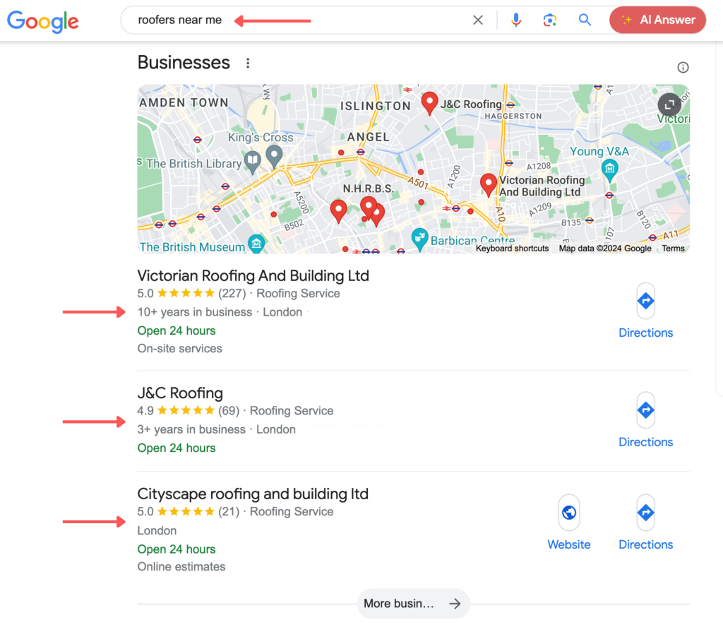 Google Maps Pack Listing